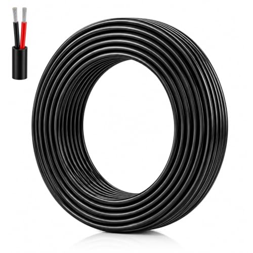 Image of 22AWG 2 Core Electrical Wire, 20M/65.6FT 2x0.3mm² Black Red Tinned Copper Cable, 22 Gauge Flexible PVC Low Voltage Extension Wire for LED Strip Lights, Speaker and DIY Electronics