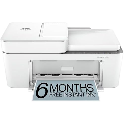 DeskJet 4258E All-in-One Wireless Inkjet Printer, Color Scanner Copier Fax, Compact Home Office Printer with Dual-Band Wi-Fi, Automatic Document Feeder, H-P Smart App, Instant Ink Ready, White