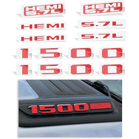Reflective Concepts 2019-2022 Ram 1500 HEMI 5.7L Sport Performance Hood Emblem Overlay Decal Stickers - (Color: Gloss Red Cover
