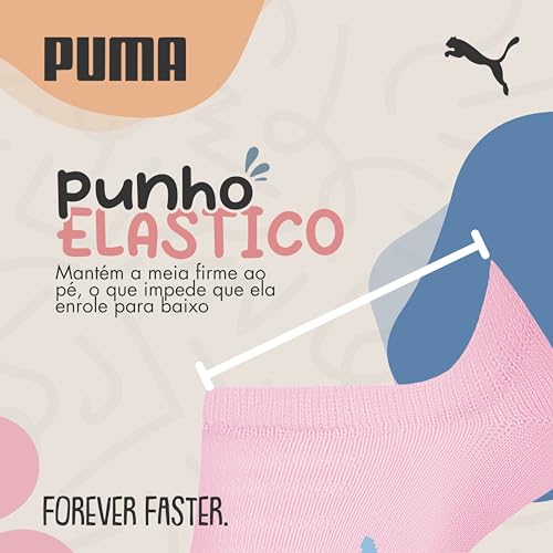 PUMA Kit 6 Pares Meia Infantil Cano Curto Sapatilha Everyday Juvenil Unissex, 1 Azul Claro - 1 Marfi