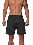 YoungLA Mens Workout Shorts Casual Gym Athletic Activewear Bodybuilding w/Zipper Pockets 111 Black Medium