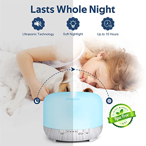 Essential Oil Diffuser For Large Room: 500Ml Aromatherapy Ultrasonic Air Humidifier With Remote Control For Home - Aroma Cool Mist Vaporizer With Led Light & Timer For Bedroom Office #TOP3