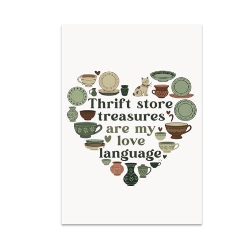 Bohemian Decor Poster Print - Thrift Store Treasures Are My Love Language - 13x19 - Eclectic Vintage Style