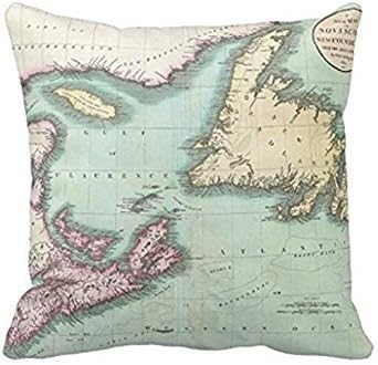 PatriciaStore throw pillow covers Nova Scotia And Newfoundland Map 18 X 18 inch