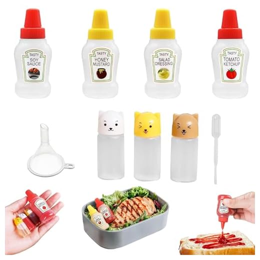 EKSMA Lot de 6 mini bouteilles sauces, boÃ®tes de voyage 13g pour boÃ®te Ã  lunch, travail, Ã©cole, pique-nique