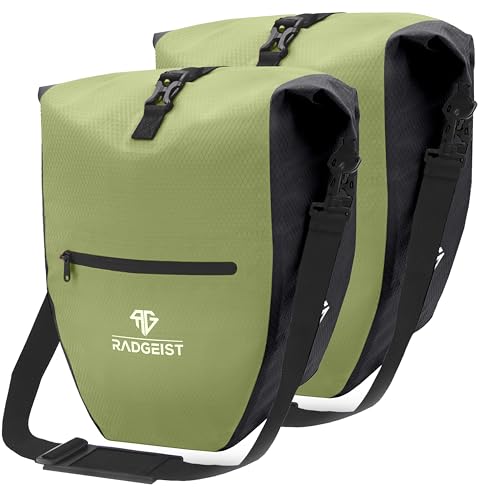 RADGEIST Fahrradtasche für Gepäckträger Set - 2X Tasche für Fahrrad Gepäckträger - Gepäckträgertasche wasserdicht & Umhängetasche - Radtasche mit Reflektoren