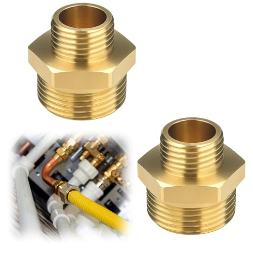 2 Stück Reduziernippel 1\ x 1/2\, Doppelnippel reduziert Messing，Reduzierung Rohr Fitting für Trinkwasser, Heizung, Druckluft, Bewässerung, Industrielle Rohrverbindungen, Adapter Übergang