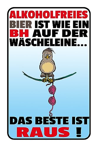 AGDeko® Blechschild alkoholfreies Bier wie ein BH Größe 30x20 cm