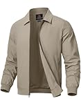 Rdruko Men's Casual Lapel Jacket Lightweight Outdoor Windbreaker Jacket Smart Spring Autumn Jackets for Sport Work Walking Hiking Golf Khaki L