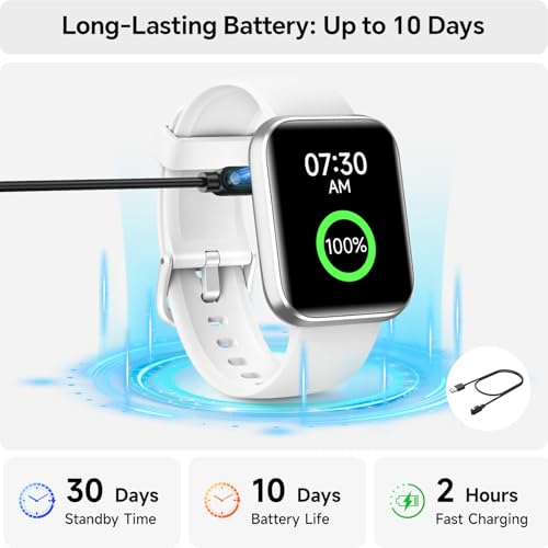 Image of Smart Watches for Women, 1.85 inch HD Smart Watch for Samsung /iPhone /Android, Fitness Tracker with 24 /7 Heart Rate /Sleep /SpO2 Monitor, Smartwatch 120+ Sports Modes 3ATM Waterproof (White, 1.85)