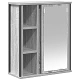 WRJENFSC Armadietto da bagno con specchio, colore grigio Sonoma, pensile con scomparti aperti, salvaspazio, montaggio a parete, 50 x 21 x 60 cm