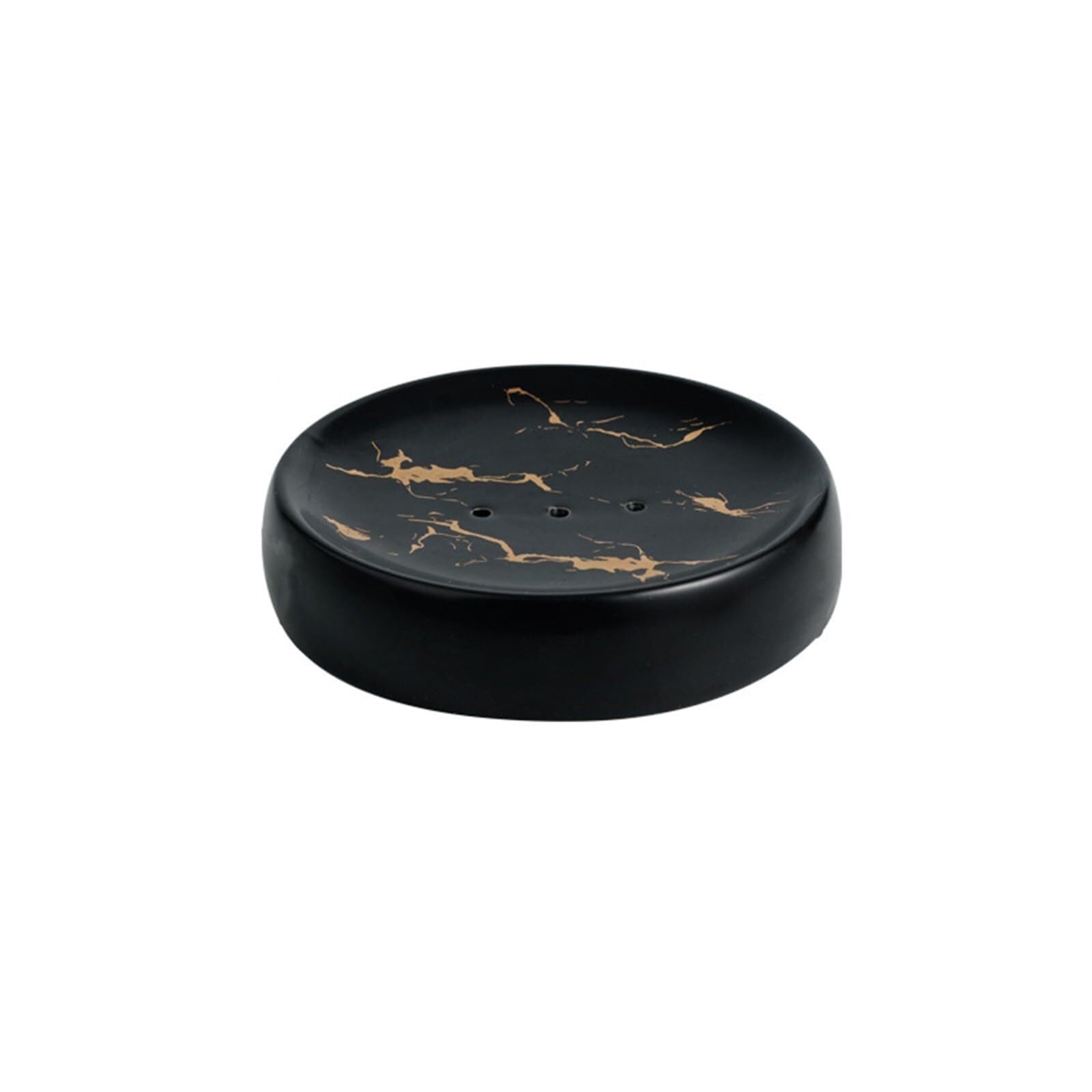 Qyleee Black2 Holder For Shower Elegant Marble Pattern Ceramic Soap Dish With Drain For Bathroom Counter Stand For Kitchen(Black2)