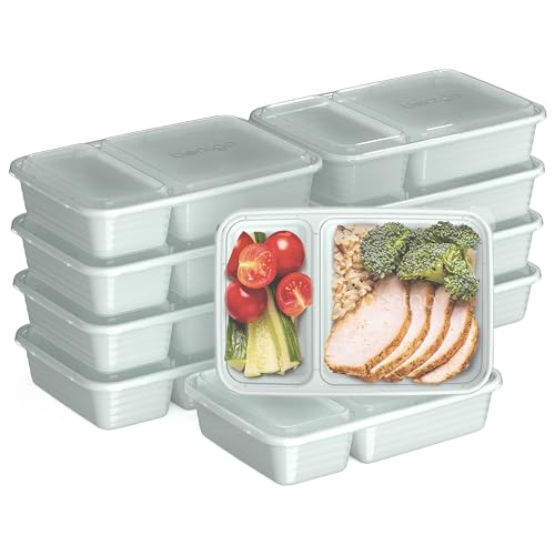 Bentgo Prep - 20-Piece 2-Compartment Reusable Meal Prep Containers with Lids, PFAS & BPA Free Materials, Durable, Microwave, Freezer, & Dishwasher Safe To Go Food Storage (Mint)