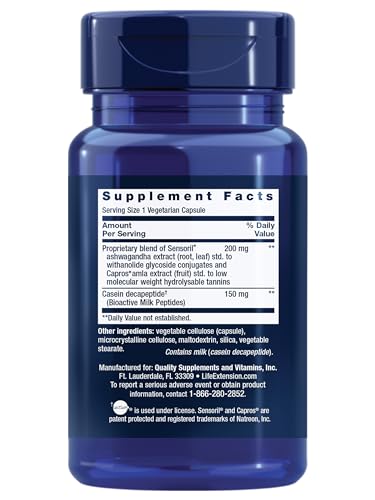 Life Extension Enhanced Sleep Without Melatonin, ashwagandha, amla, Casein Milk peptides, melatonin-Free Supplement for Sleep & Stress Support, Gluten-Free, Non-GMO, Vegetarian, 30 Capsules - Image 3