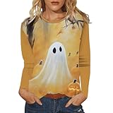 Trajes de Halloween para niñas y mujeres, camiseta de manga larga con estampado de Halloween, ajuste holgado, casual, camisa para mujer, talla S, D, S
