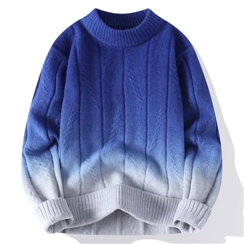 Men's Color Block Knitted Sweater Loose Round Neck Long Sleeve Sweater Pullover