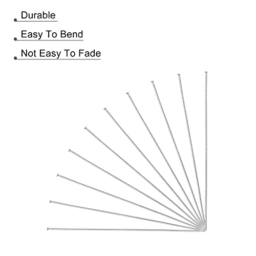 Meccanixity 100Pcs Flat Head Pins For Jewelry Making 22 Gauge Silver 60Mm Stainless Steel Flat Head Pins Jewelry Head Pins For Craft Earring Bracelet Necklace Pendant Supplies #TOP3