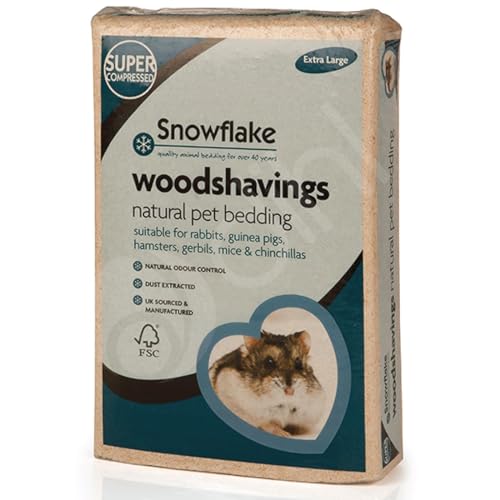 Dihl Snowflake Small Animal Wood Shavings Natural Pet Bedding 7KG, Dust Extracted Premium Pet Bed Substrate, Odour Control, For Rabbit, Hamster, Gerbil, Guinea Pig, Mouse, FSC Approved, Extra Large
