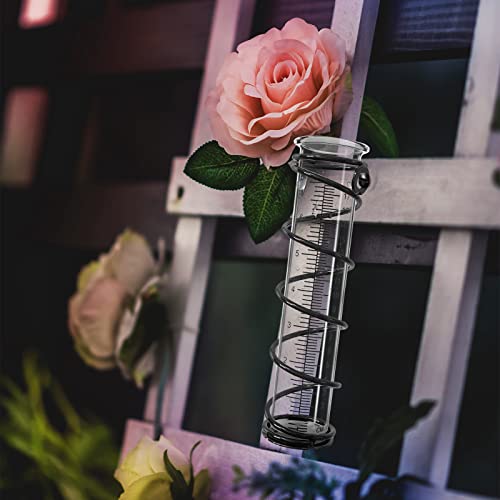 Sycozupy Rain Gauge, 7" Capacity Upgrade Glass Rain Guage Outdoor-Detachable Rain Guage With Stake Metal Spiral Sape Accurate Rain Gauge For Yard, Lawn & Garden (Rain Gauges) #TOP4