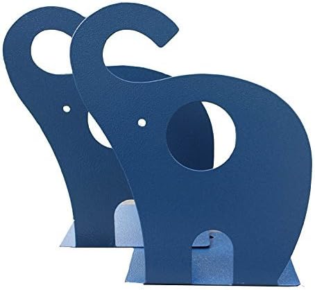 Y-H 1Pair Cute Cartoon Elephant Nonskid Bookends Art Bookend (Navy Blue)