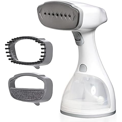 LEBENLANG – Clothes Steamer handheld white| 1500W quick hand steamer for clothes | plancha a vapor para ropa | fabric hand held steamer with 2 steam modes | steam iron for clothes + 2 clip-on brushes Cover