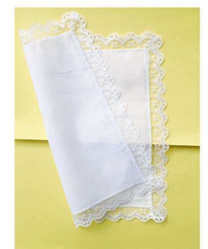6/12 Pack Of Ladies White Perfect Wedding Lace Cotton Handkerchiefs #TOP3
