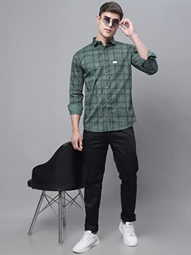 Image of Majestic Man Cotton Checkered Slim Fit Casual Shirt For Men