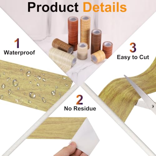 Image of PATIKIL Wood Grain Tape 4.7 inch x 15 Ft, Self-Adhesive Wood Texture Repair Tape Realistic Wood Effect Contact Paper Patch for Furniture Cabinets Floor Walls Home Decoration, Brown Oak