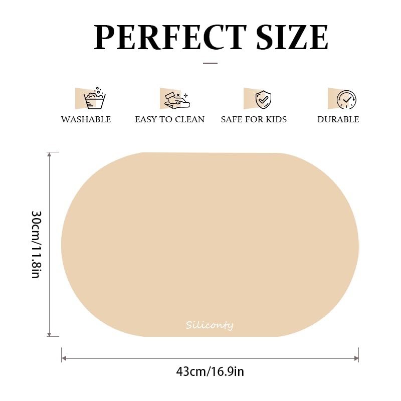 Tovagliette Silicone Impermeabili e Antiscivolo Siliconty, Set di 4 Ovali Termoisolanti, Tovagliette Colazione, Termoisolanti e Facili da Pulire, 43x30 cm (Bright Yellow 4 pcs)