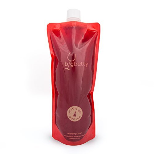 Big Betty On-The-Go Flexible Wine Bottle, Holds a Whole Bottle of Wine, 750 ml Capacity, Red