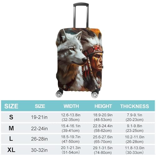 Wolf And Indians Travel Luggage Cover Suitcase Protector Baggage Covers for Men Women XL2