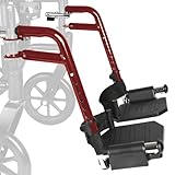 WEIJIA Comfort Support Wheelchair Footrest Replacement - Adjustable Composite Footboard & Heel Loop, Universal Foldable Foot Rest, Deepred, Lightweight, Easy Installation(1 Pr, Deepred)