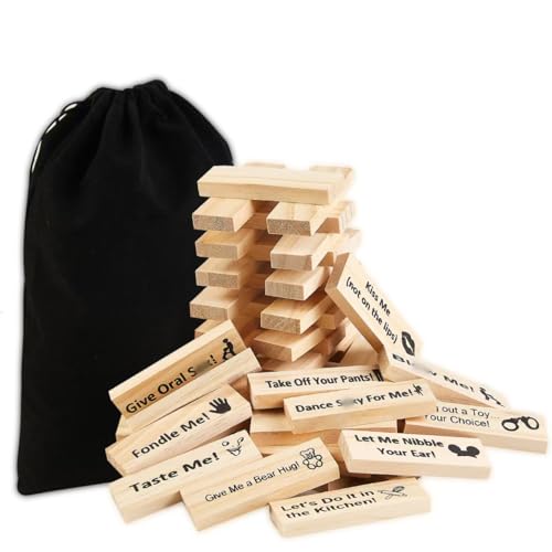 Crkeiyr Tumble Tower Couples Game for Adults,Adult Naughty GamesSuper Naughty Block Tower Game, Couples Date Night Ideas for Valentine Lover (48pcs)