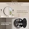 TETOTE 20 x 20 Inch Medicine Cabinet Mirror Black Framed Round Mirrored Medicine Cabinets for Bathroom Adjustable Shelves Modern Bathroom Mirror with Storage Wall Mounted