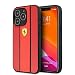 Produktbild CG MOBILE Ferrari Handyhülle für iPhone 13 Pro in Rot mit schwarzen Linien, PU-Kohlefaser-Schutzhülle und strapazierfähiger Hülle mit einfachem Schnappverschluss, Stoßdämpfung und Signatur-Logo