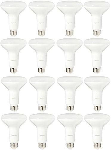 Amazon Basics 65 Watt Equivalent, 3000K White, Dimmable, 15,000 Hour Lifetime, BR30 LED Light Bulb | 16-Pack