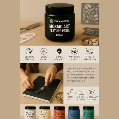 Image of Mosaic Art Texture Paste 250ml - Strong Adhesive for Glass, Ceramic & Stone | Quick-Dry, Non-Toxic Craft Medium for DIY Mosaic & Decorative Projects
