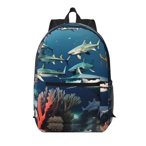 Sac à dos ordinateur portable requins réglable et robuste