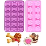 YIMINGMOLD Puppy Dog Paw Silicone Candy Mold Bone Chocolate Molds Set of 2