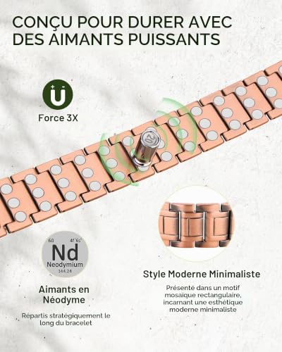 MagEnergy Bracelet Homme Cuivre 99,99% Pur, Cadeau Idéal Homme – vue 3