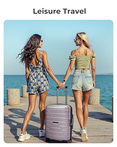 Image of BAGSMART Carry On Luggage Airline Approved with Spinner Wheels, Off White, 20 inch, Expandable Luggage With Spinner Wheels