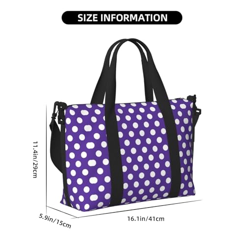 Travel Duffle Bags For Women Men - Plum Polka Dot Print Personal Item Weekender Overnight Gym Carry On Airport Tote Bag With Strap For Yoga, Travel, Business Trips2