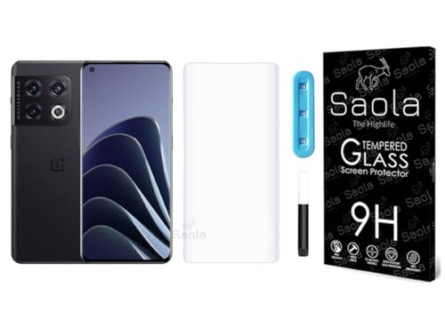 Image of Saola Curved UV Tempered Glass for OnePlus 10 Pro 5G. Comes with UV Light & Glue for Finest Pasting. Edge to Edge Protection with Case Friendly Fit. (Pack of 1) Transparent