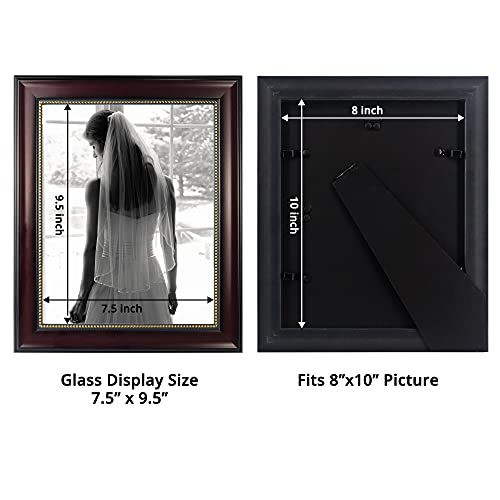 GraduationMall 8x10 Picture Frames, Real Glass, Display Photos for Wall or Tabletop, Mahogany with Gold Beads, 2-Pack - Image 4