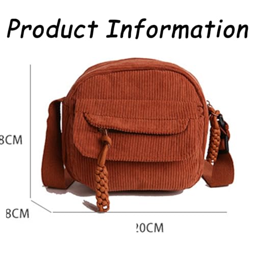Corduroy Tote Bag Vintage Corduroy Shoulder Bag Mini Lightweight Crossbody Purse Cute Small Handbag with Front Pocket 20253