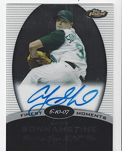 Andy Sonnanstine Autographed Finest Moments Collectible Baseball Card - 2008 Topps Finest Baseball Card #FMA-AS (Tampa Bay Rays) Free Shipping