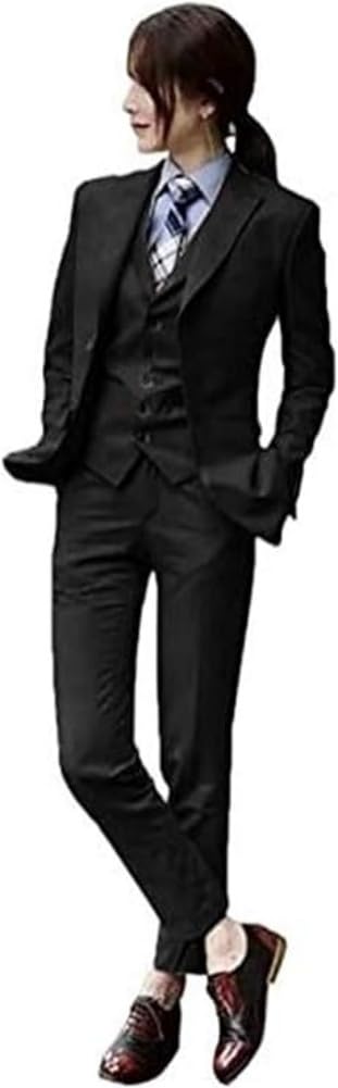 Photo 1 of Autumn Women Suits 3 Piece Slim Fit Suits Set for Business Office Lady Blazer Jacket Vest Pants Black