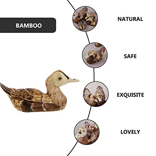 CLISPEED Estatueta de Pato de Madeira Bambu Natural Deixa Gansos Pato Escultura Colecionáveis ??Páss