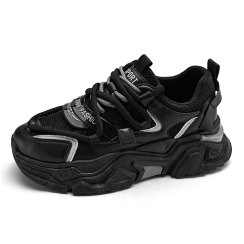 Leather Chunky Platform Sneakers for Men: Dad - Inspired, Comfort - Focused, Non - Slip. Great for Casual Wear and Active Lifestyles.