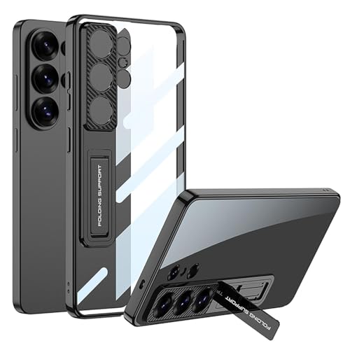Image of TechTrendz Cover Compatible with Samsung Galaxy S26 Ultra Back Cover with Stand, Electroplating Phone Case Clear Hard PC Kickstand Shockproof Cover for Galaxy S26 Ultra Camera Protection Cover (Black)
